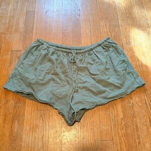 aerie Olive Green Cropped Drawcord Top